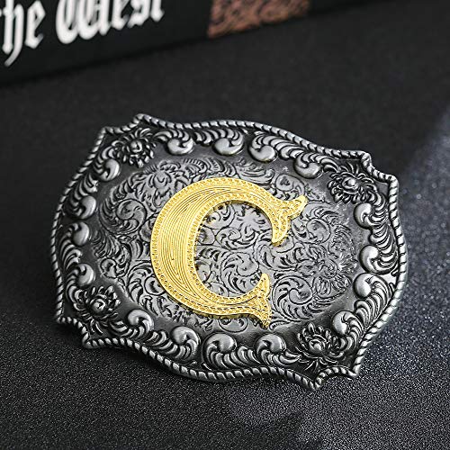 Image of HUABOLA CALYN Belt Buckle Men, Western Cowboy Rodeo Small Alphabet Letter ABCDMRJ to Z Initial Belt Buckles for Women