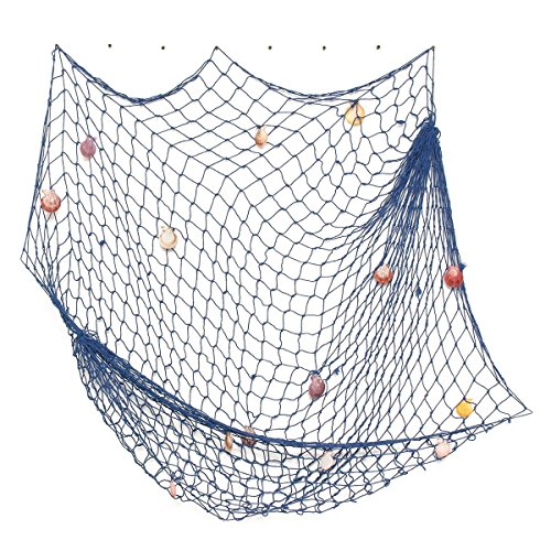 Rosoz Nautical Decorative Fishing Net, Sea Theme Fish Net Decor For Party/Wall Decoration Background,Blue,79Inch X 59Inch #TOP6