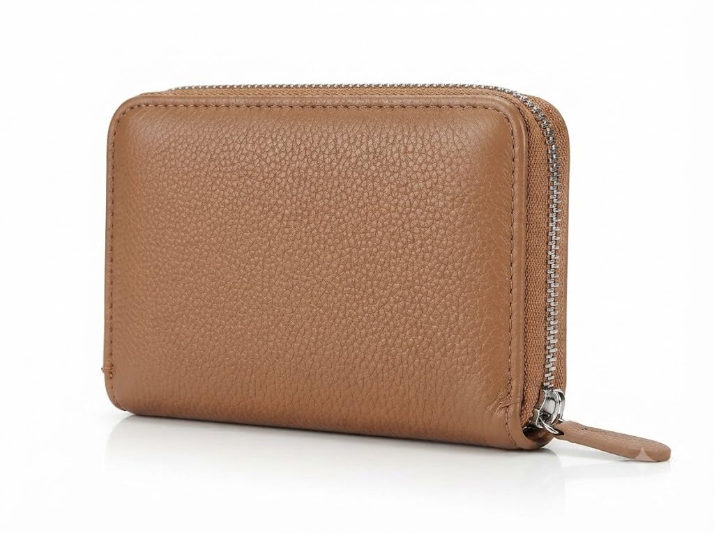 PAVILONN Women Wallet Ladies Purse PU Leather Zip Wallet Card Holder Coin Pocket Clutch Bag Cash Organizer Black Long Wallet Slim Travel Office Gift for Women Girls (Tann)-image-19