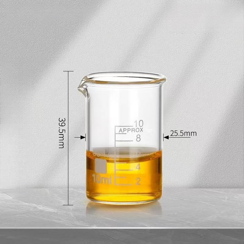 Probeta graduada de vidrio, Vaso de precipitados forma baja vidrio borosilicato G3.3 Taza medidora resistente al calor pared pesada 10-5000 ml(10ml)