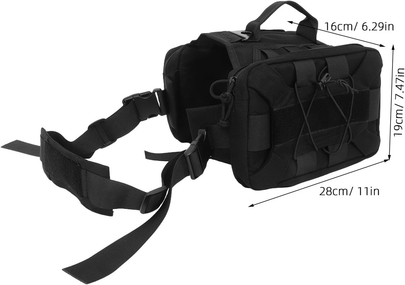 Dog Hiking Backpack Saddle Bag with Side Pockets Adjustable Dog Backpack Carrier for Large Breeds Black Nylon Travel Training Pack