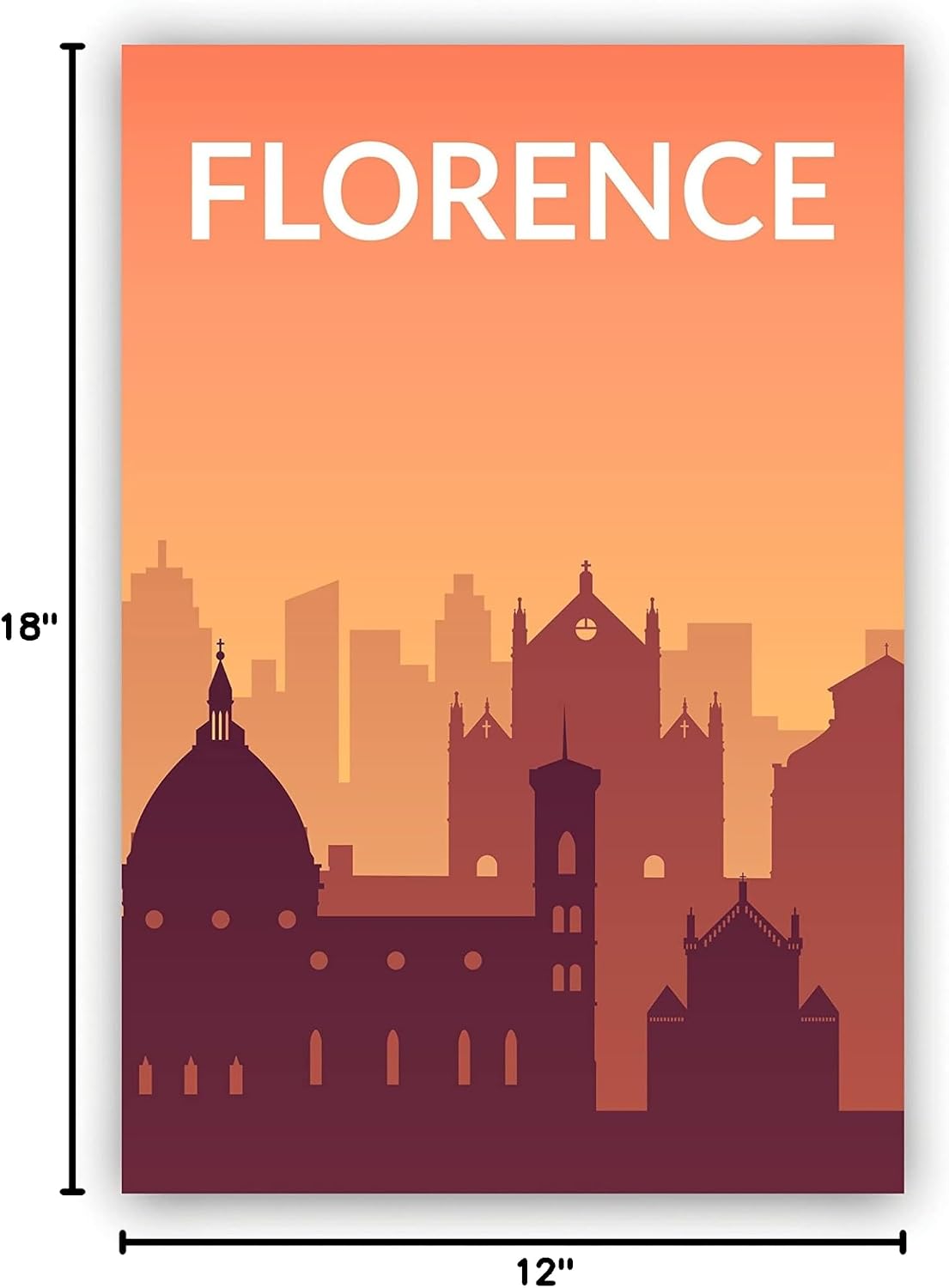 Solid Color World City Poster, Italy Florence Solid Color Modern Poster Print, Florence Modern City Poster, Office Wall Decoration - 12x18