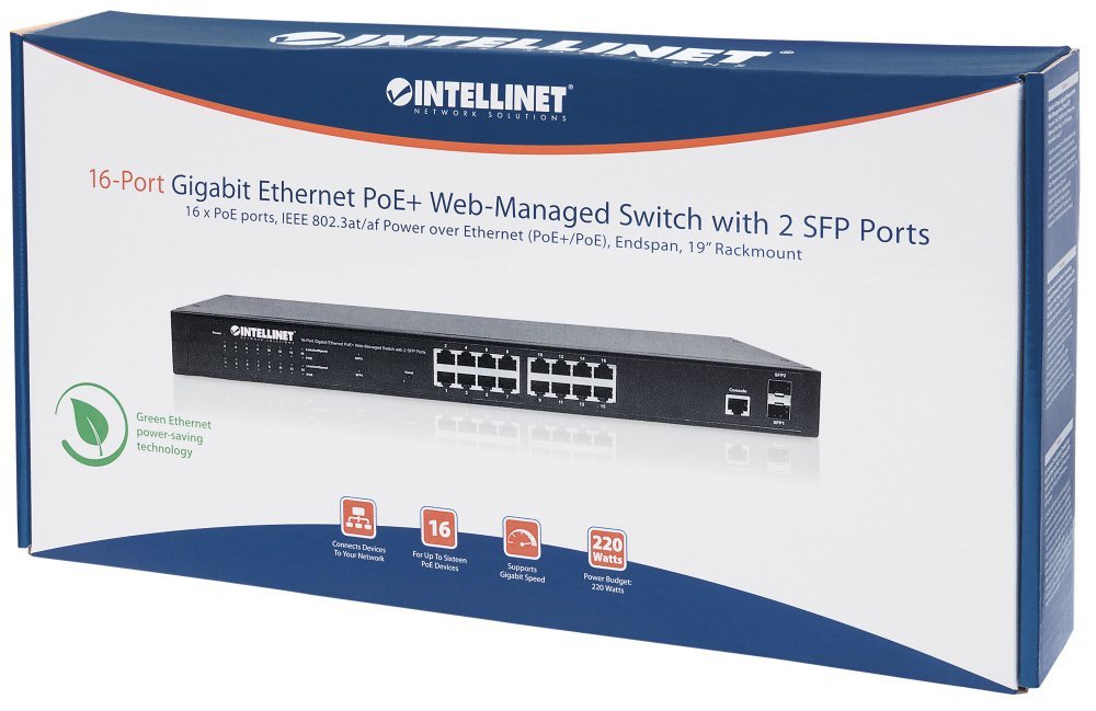 Intellinet 16-Port Gigabit Ethernet Poe+ WeB-Managed Switch With 2 Sfp Ports - Switch - Verwaltet - 16 X 10/100/1000 + 2 X Sfp - Desktop, An Rack Mon