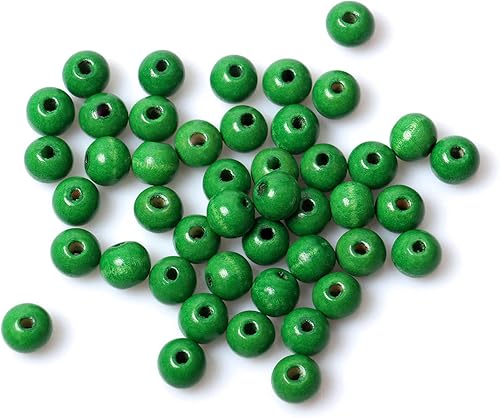 Miniatura 87 de Cuentas de madera redondas blancas de 0.394 in, 300 cuentas sueltas pintadas con espaciadores suaves para manualidades, collares y pulseras