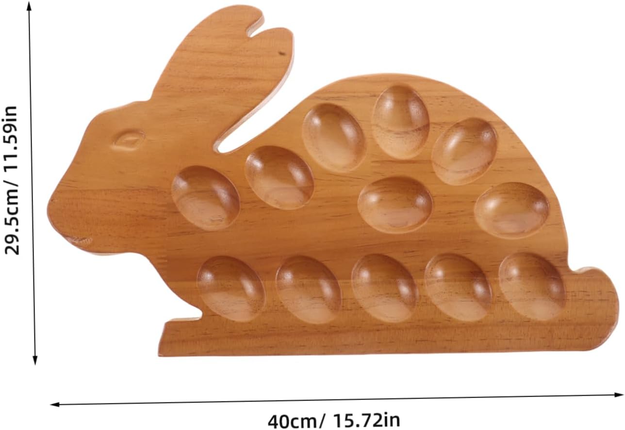 Easter Bunny Decor Wooden Egg Tray Hen Shaped Egg Holder Rabbit Party Supplies