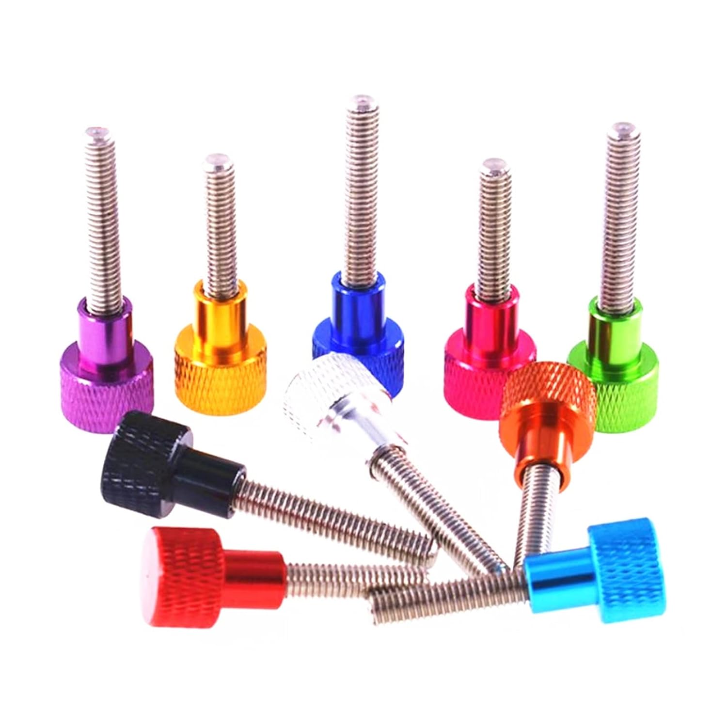 Knurled Thumb Screws，Thumb Screws， Colourful Knurled Thumbscrew M6 M8 Aluminum Knurled Head Stainless Steel Thread Hand Tighten Thumb Screw Bolt(Dark Blue,30MM-M6 2PCS)