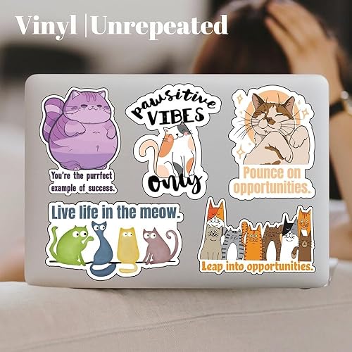 Miniatura 7 de Calcomanías motivacionales para gatos, divertidas recompensas inspiradoras para portátiles de niños y adultos, calcomanías de vinilo, botellas de