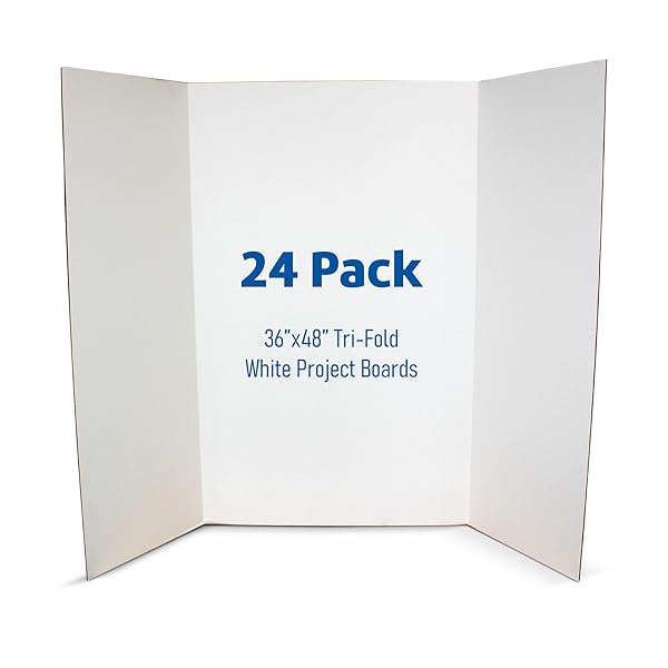 Flipside Products 36” x 48” Project Boards for Presentations, Science Fair, School Projects, Event Displays and Trifold Picture Board, Proudly Made in USA - Clay White - 24 Pack