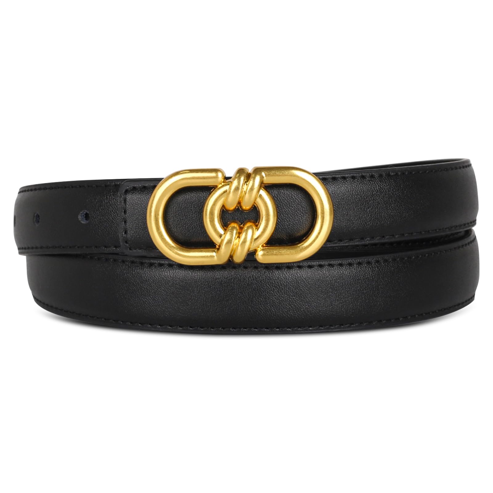 Women's Leather Belt with Buckle - Ideal for Dresses, Jeans, and Coats