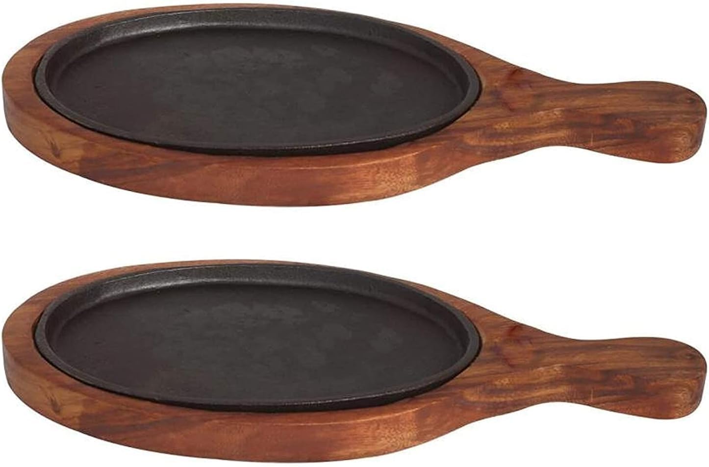 Boscaiola24 Wood Oval Sizzler Plate with Wooden Base and Handle (2 PCS Set) 15 * 7