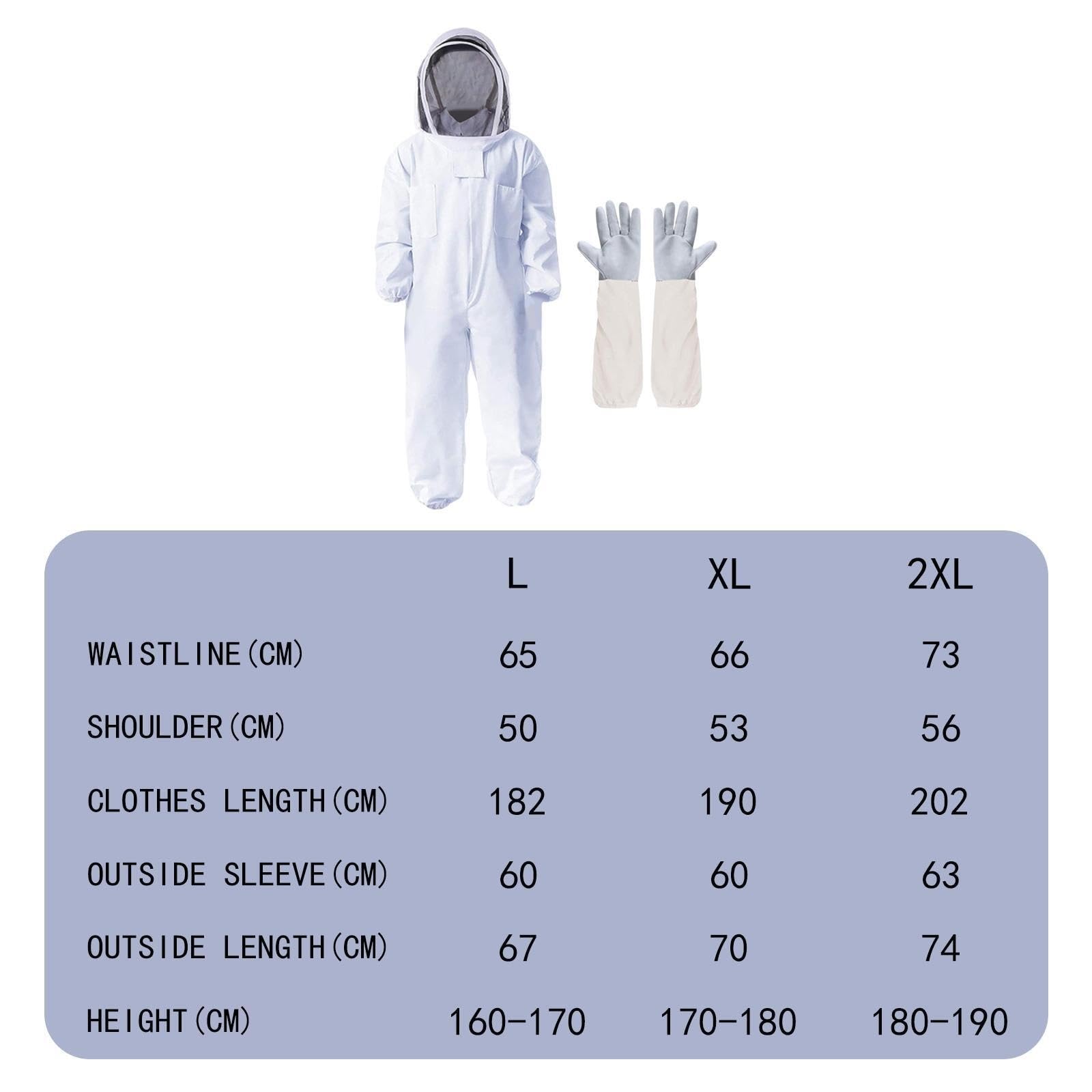 Traje de apicultor Profesional Traje de apicultura ventilado con guantes, traje cuerpo entero, ropa protectora for apicultor, granja y patio trasero(L)