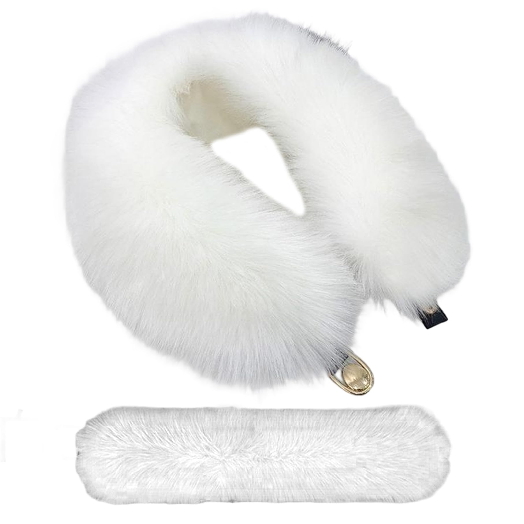 Cakeeyum Women's White Faux Furs Collar, Warm Detachable Furs Collar Fluffy Plush Neck Warmer Scarf For Winter Coat Neck Warmer, Furry Shawl, Scarf, Plush Wrap, Warm, Furry, Faux Fu
