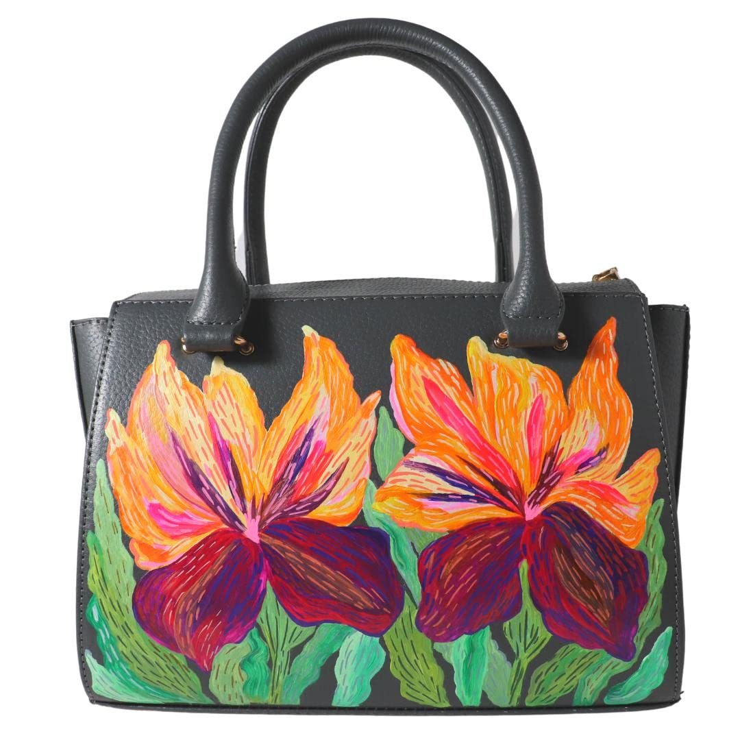 Temo'sHand-painted Premium Genuine Leather Hand Bag - Floral Bliss