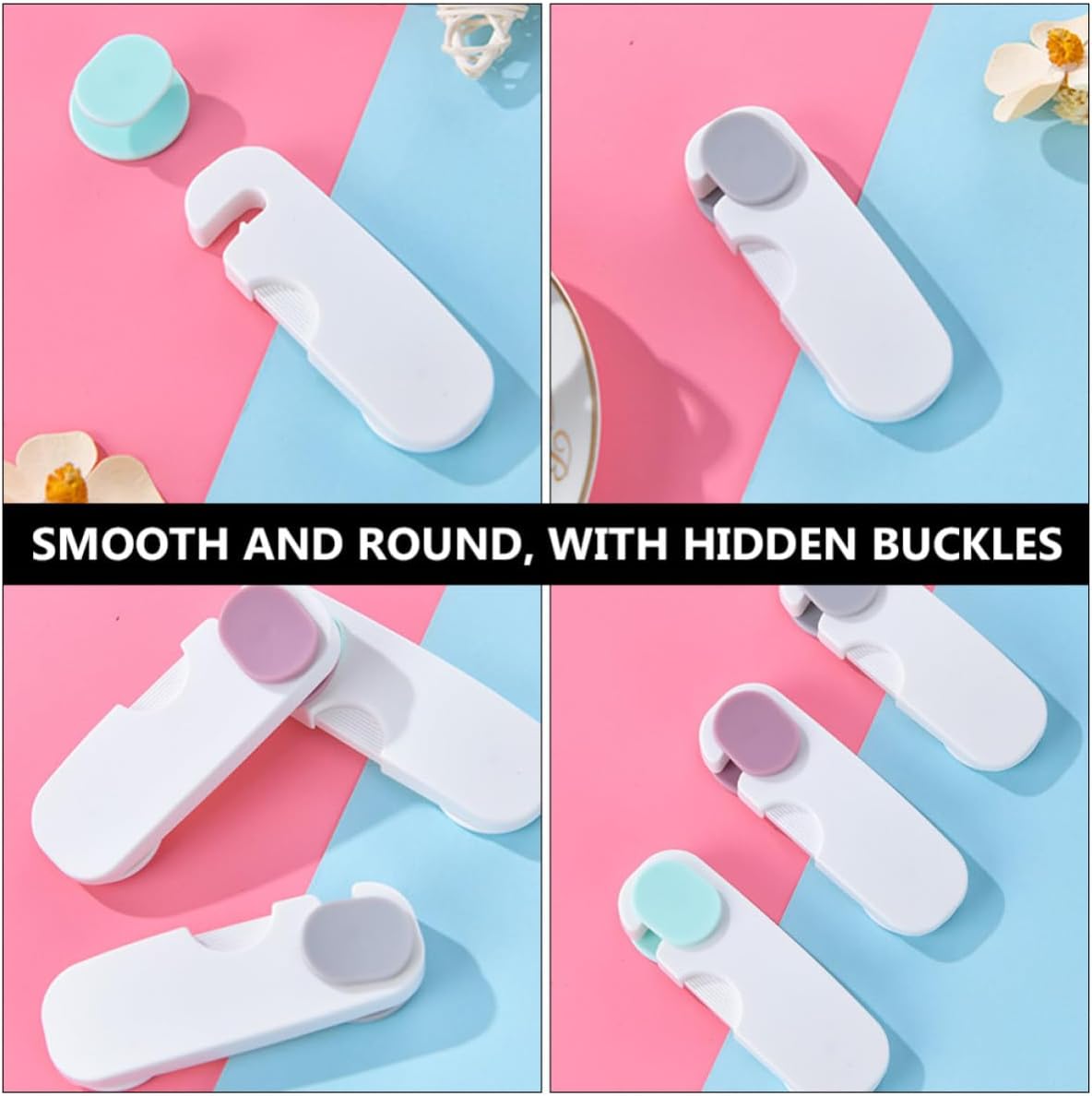 SHOWERORO 3pcs Childproof Cabinet Safety Locks for Cabinets and Drawers, Abs Material with Smooth round Design, Easy to Install Safety Locks Suitable for Babies and Adults