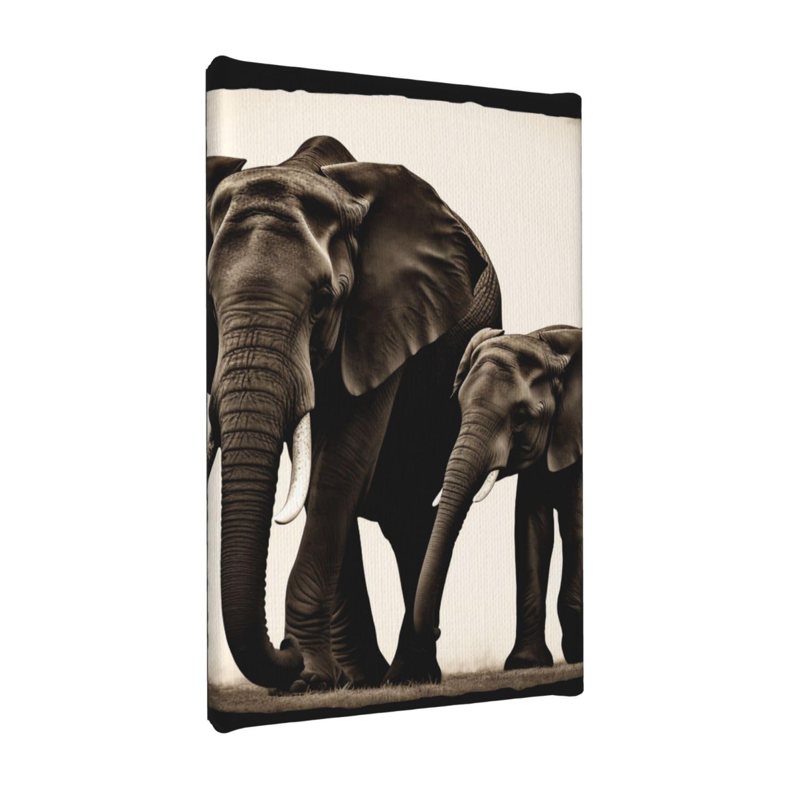 YKLJG old elephant and young elephant Printed Wall Art Canvas Painting 20x30 CM Wooden Framed Picture Painting Artwork Prints for Bedroom Kitchen Home Office Decor