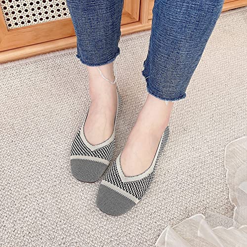 Image of RVROVIC Women's Square Toe Knit Flats Shoes Casual Slip on Ballet Flats Comfortable Shoes for Women
