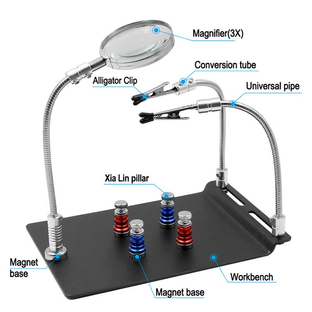Carte PCB magnétique Clip fixe bras Flexible à souder troisième main loupe verre support de fer à souder outils de réparation