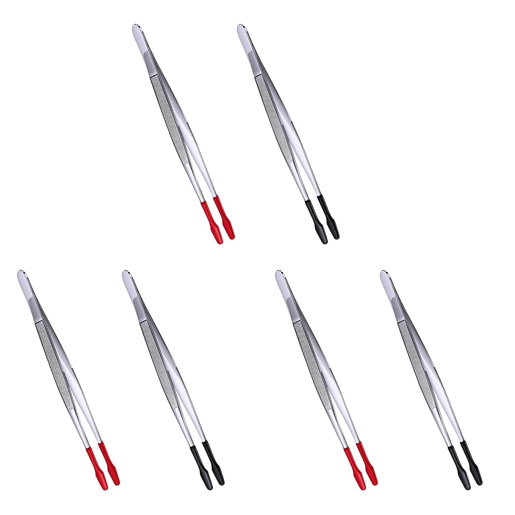 Jnchdghwa Silver 6 Pcs Rubber Tipped Tweezers Soft Tipped Tweezers Pvc Coated Soft Flat Tip Lab Industrial Hobby Craft Tweezers Tools