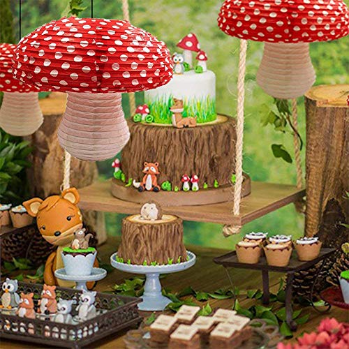 3pcs Grandi Lanterne Di Carta A Forma Di Fungo Per Foresta Giungla Paese Delle Meraviglie Tema Festa Di Compleanno Decor Appeso 3d M