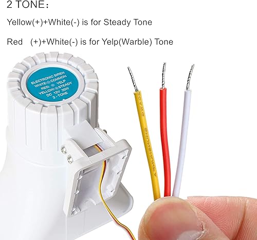 Miniatura 4 de KLLsmDesign Sirena de bocina con cable de doble tono con soporte, sistema de advertencia de voz fuerte de 130 dB para automóvil, camión, hogar,