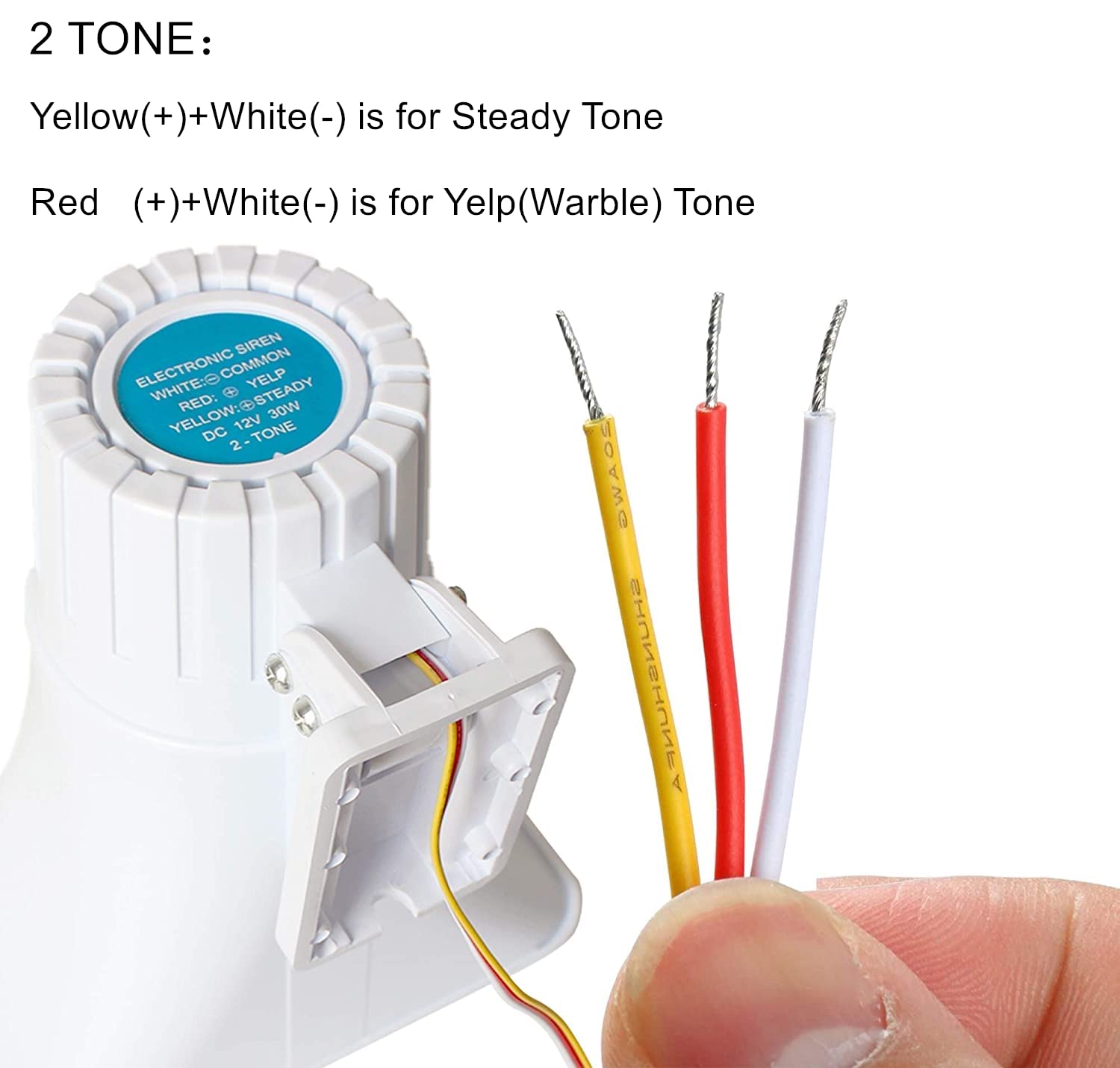 Sirena de bocina de alarma de doble tono con cable, con soporte, sistema de advertencia de voz fuerte de 130 dB para coche, camión, hogar, timbre, seguridad, antirrobo, interior y exterior