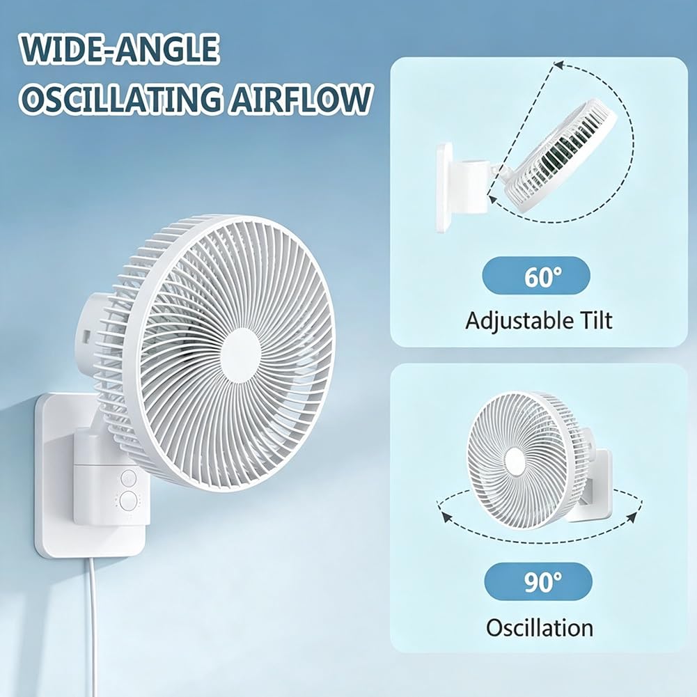 Ventilador de Pared de 28 cm con Mando a Distancia, 4 Velocidades
