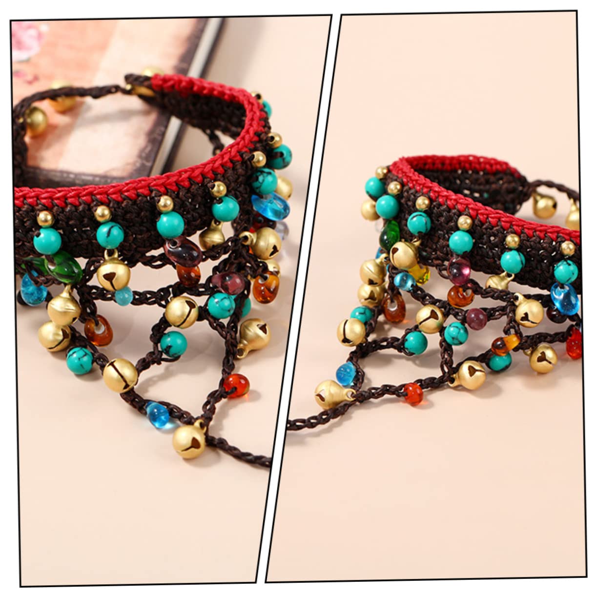 2piezas Bohemian Style Braided Finger Bracelet for Women Unique Wrist Chain Fashion Accessory for Daily Wear and Travel