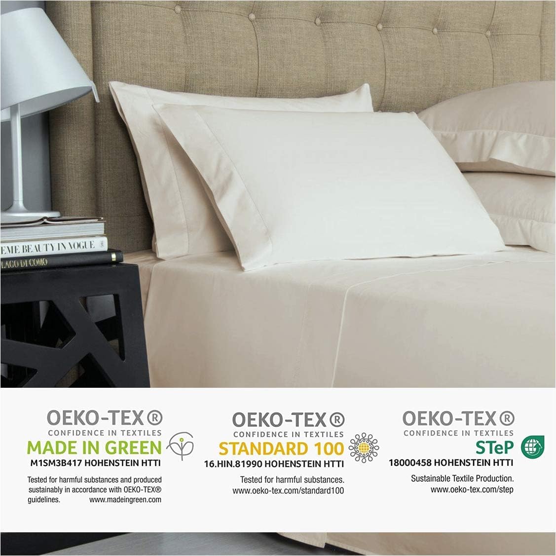 Cheapest 🛒 500 Thread Count 100% Cotton Sheet Ivory Queen Sheets Set, 4-Piece Long-staple Combed Pure Cotton Best Sheets For Bed, Breathable, Soft & Silky Sateen Weave Fits Mattress Upto 18'' Deep Pocket