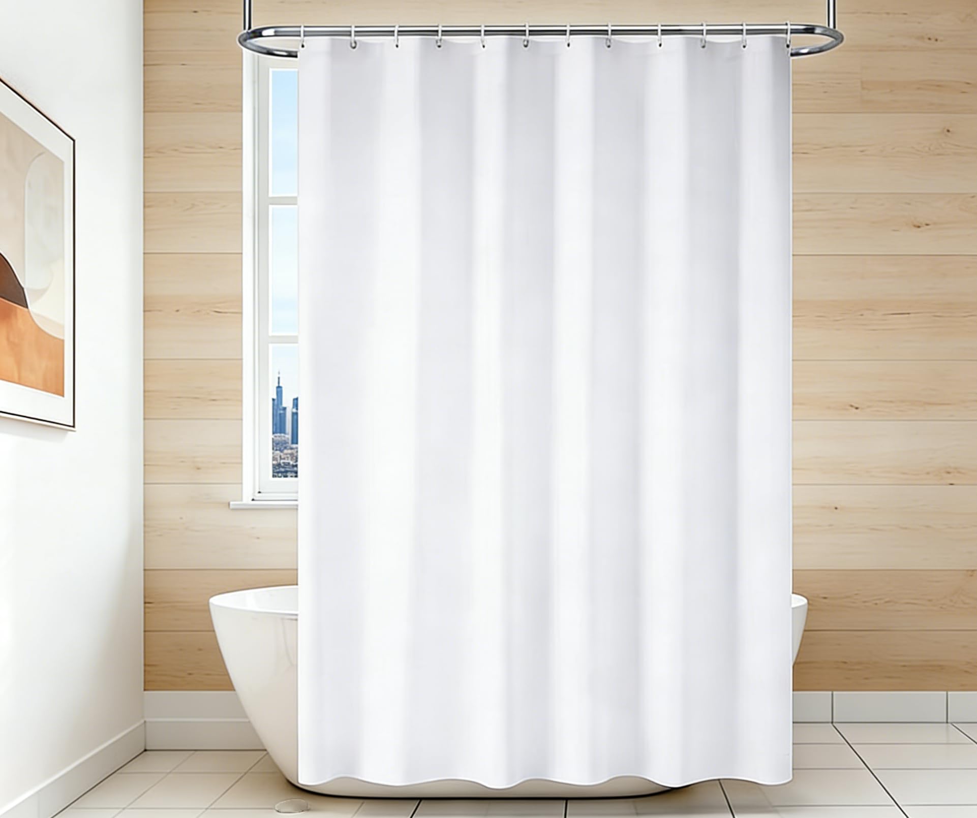 FY&XZH Waterproof Fabric Shower Curtain Liner - TPU Waterproof Lamination with 3 Magnets, Machine Washable Liner, Soft Cloth Shower Curtain (71" W x 84" L(Pack of 1))
