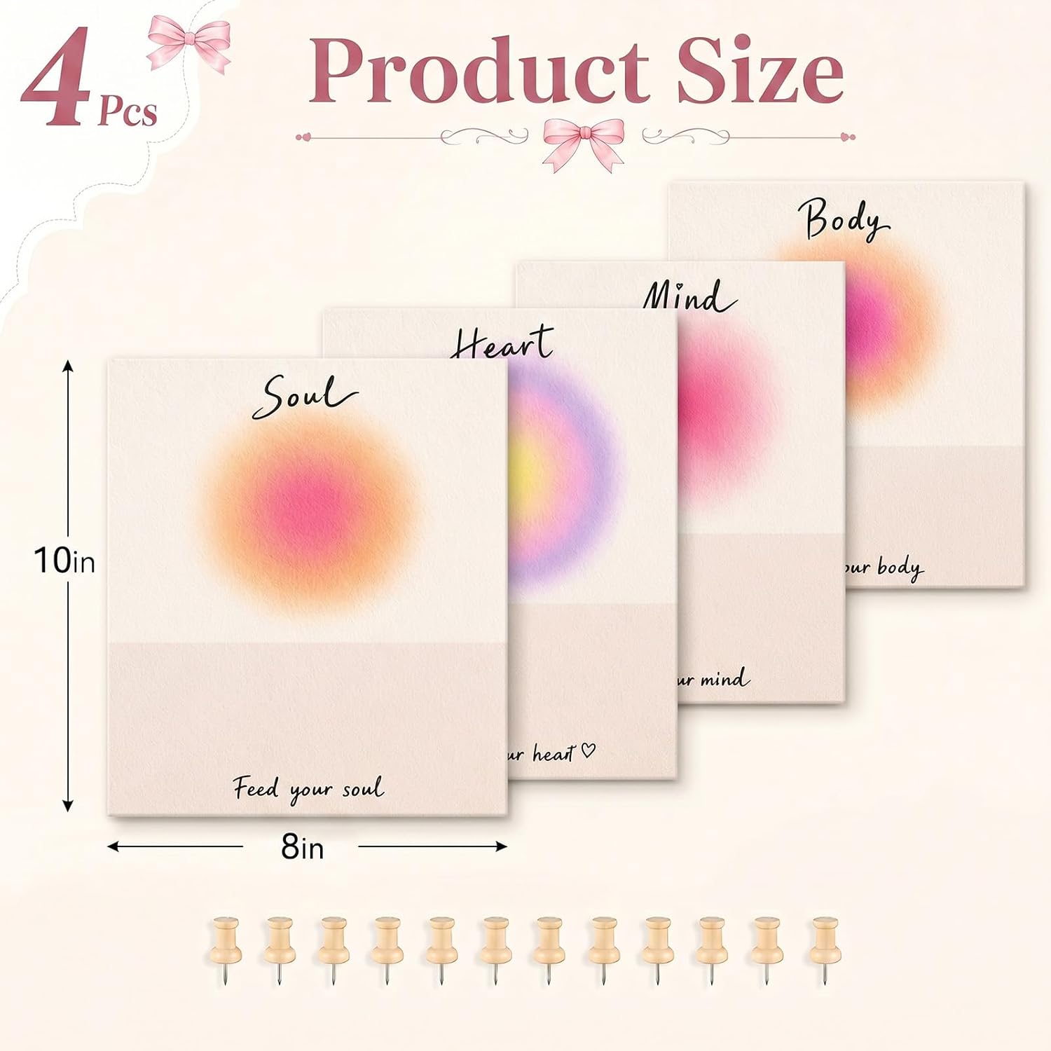 4Pcs Pink Bow Christian Wall Art Decor for Dorm Home Bedroom Wall Decor image 2
