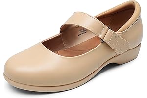 Comfortable Nude Mary Jane Flats for Work or Dress