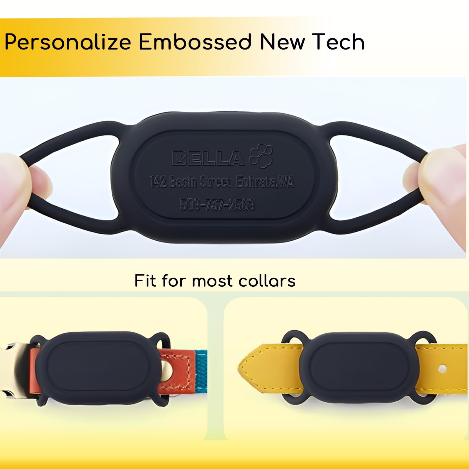 Custom Collar Case Holder for Galaxy SmartTag2, Personalized Waterproof Silicone Cover, 2 Pack for Pet Dog Cat Collars, Anti-Lost Holder Accessory Protective GPS Tracker Cover for Smart Tag