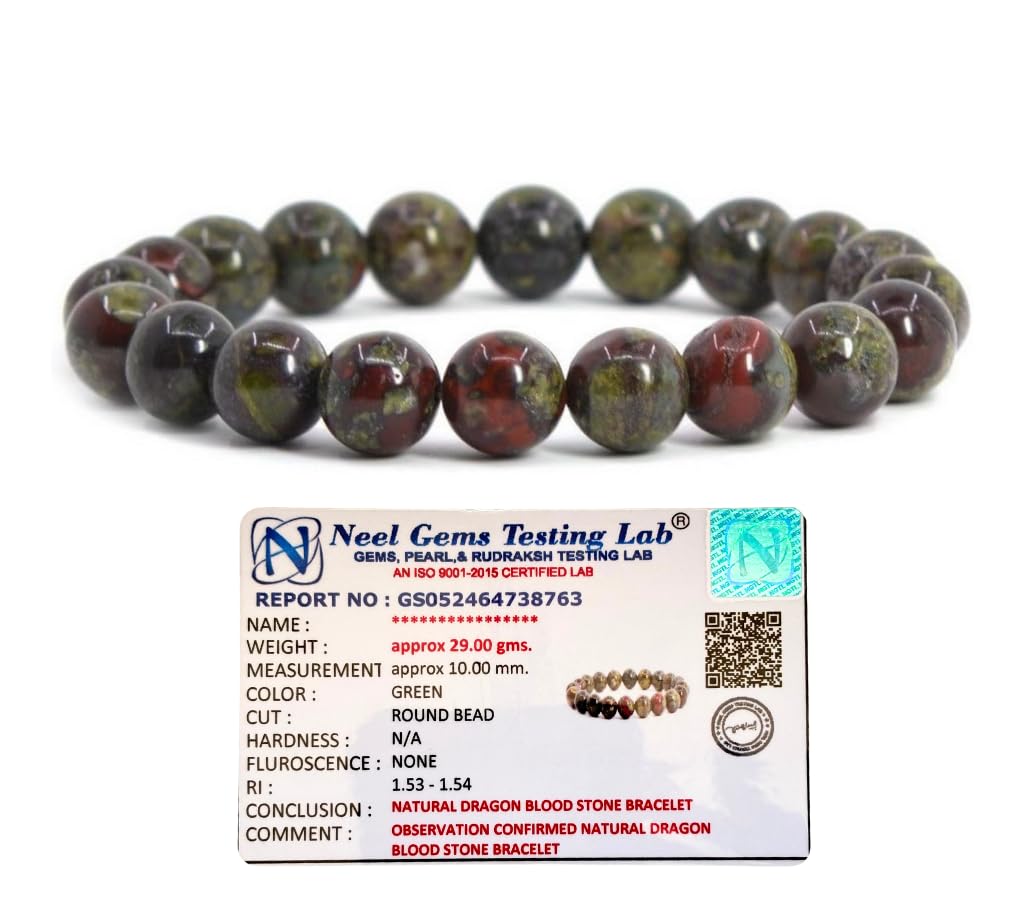 DIYSM Natural Stone Lab Certified Gemstone Round Beads Bracelet for Birthday Gift (10MM, Dragon Bloodstone) (B0CL6PBD7C) Amazon Price History, Amazon Price Tracker