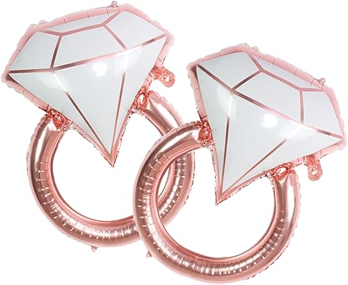 2 globos de aluminio con anillo de diamantes, suministros de fiesta de aniversario de compromiso grande