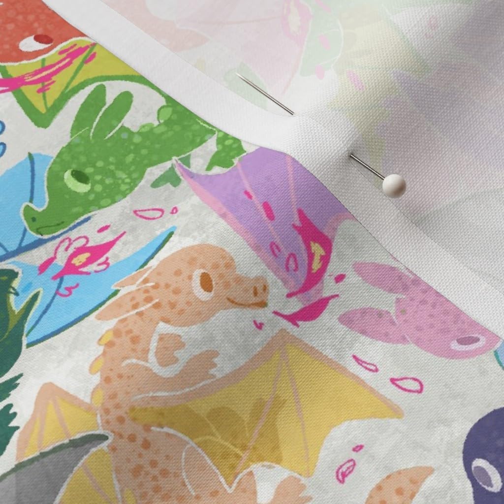 Spoonflower Fabric - Rainbow Dragons Cute Children Fun Dragon Kids Printed on Petal Signature Cotton Fabric by The Yard - Sewing Quilting Apparel Crafts Decor