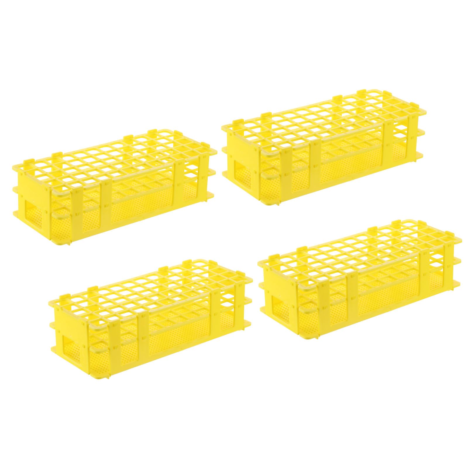 PATIKIL Porta Provette Con 60 Fori 4 Pezzi Foro Quadrato 16mm Porta Provette In Plastica Smontabile Adatto Per Provette Da 16mm Per Esperimenti Scientifici In Laboratorio Giallo