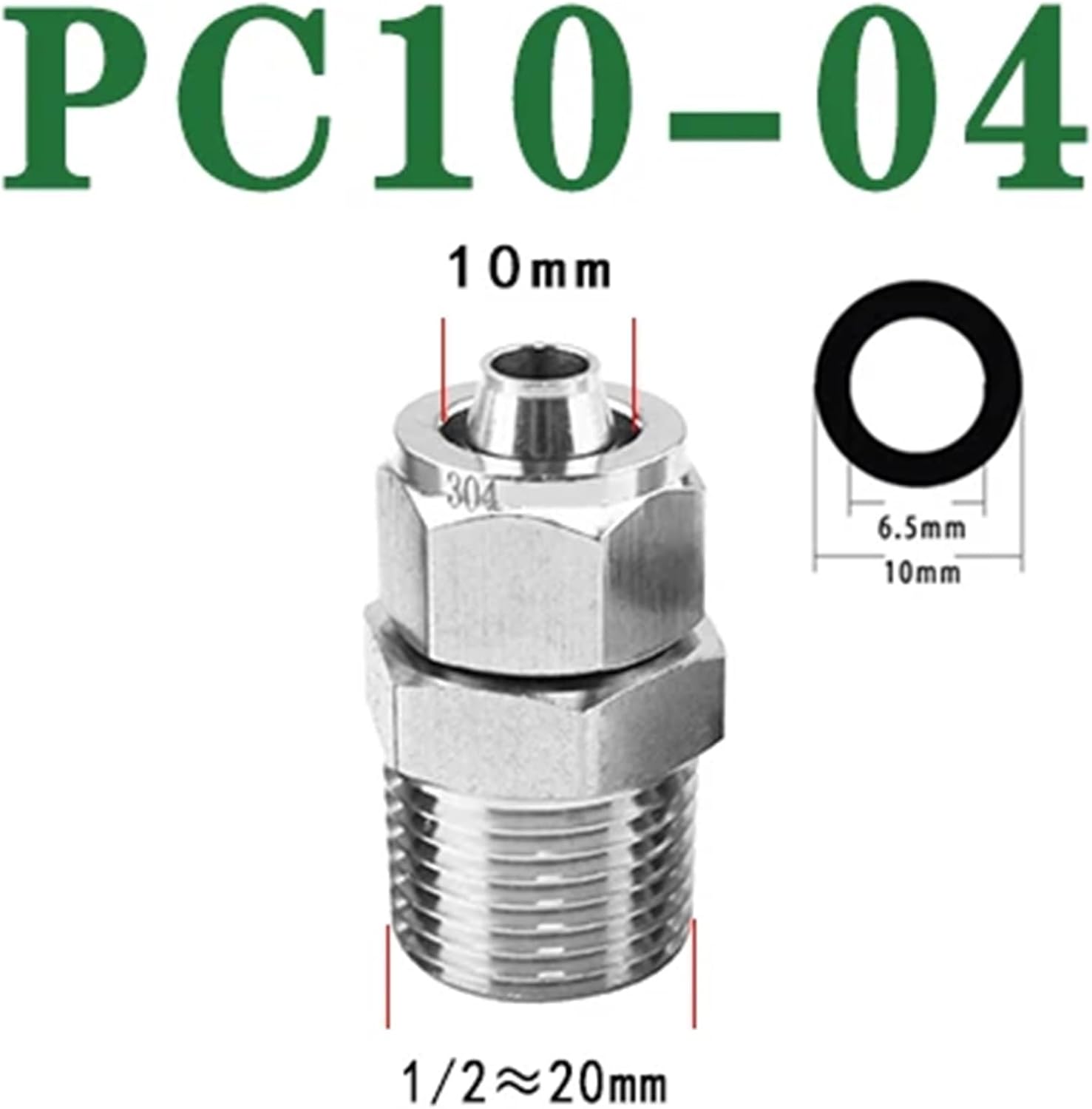 1pcs 304SS stainless steel pneumatic joint pipe joint trachea hose quick tightening joint 1/8''1/4''3/8''1/2'' BSPT external thread(PC10-04)