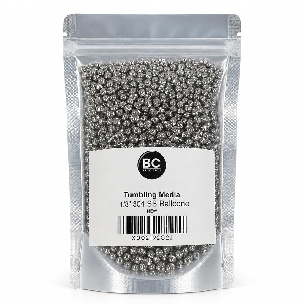BC Precision 1/8" Stainless Steel Ballcone Tumbling Media, 1 lb Pack
