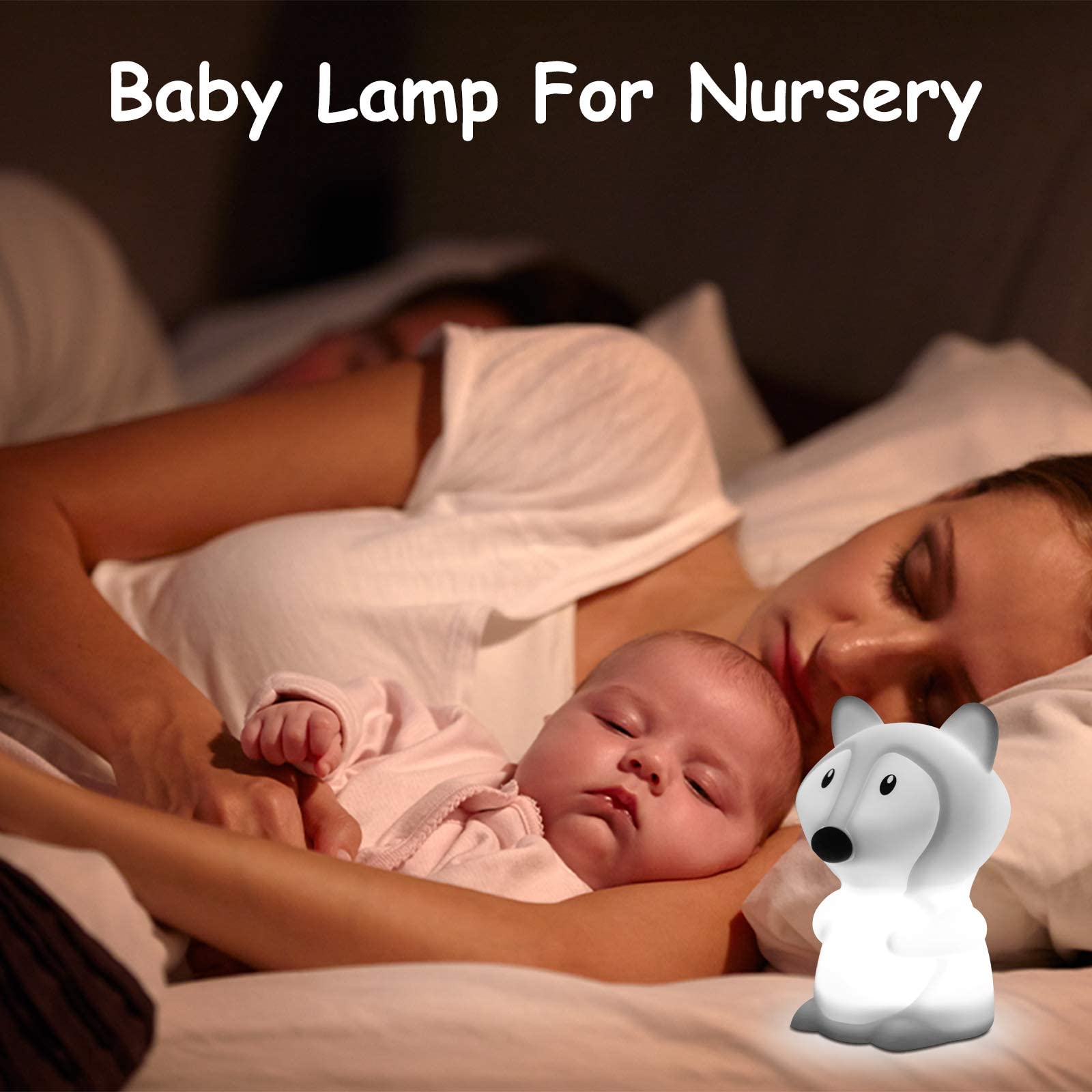 Vicloon Luce Notturna Bambini, Luce Notturna LED 9 Colori con Telecomando Ricaricabile, Lampada da Notte Neonati in Silicone per Dormire e Rilassarsi, Decorazioni Camerette Letto Bambini (Volpe)
