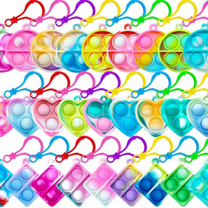 JOYIN Porte-clés Pop, Mini-Jouets Fidget, Grand Paquet, 30 pièces, Cadeaux de fête pour Les Enfants de 4-8, 8-12 Ans, Goodie Bag Stuffers pour Les Prix de la Salle de Classe, Jouet Fidget