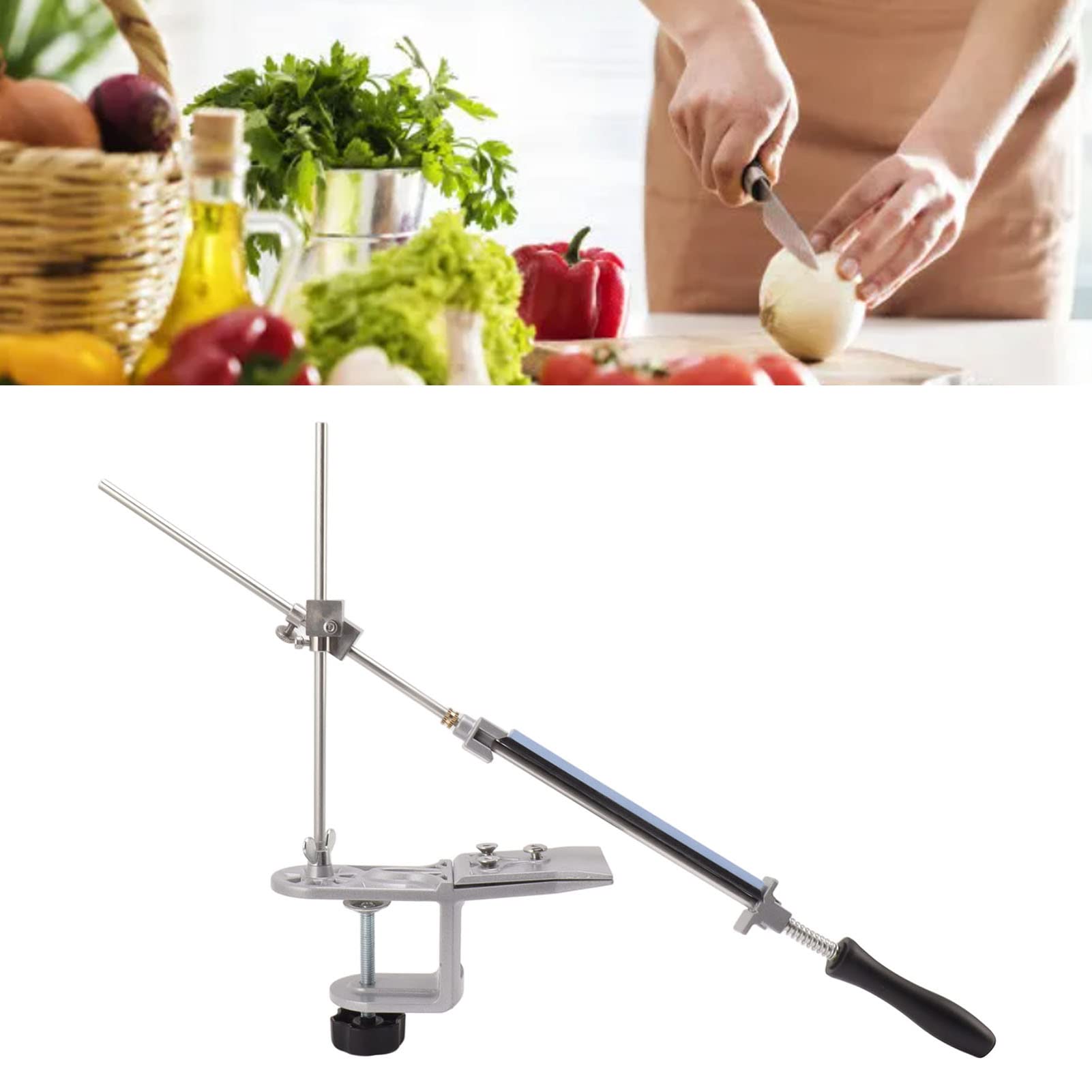 Cocoarm Afilador de Cuchillos de Cocina de Afilado de Cuchillos de Aluminio Fundido con ángulo Ajustable Piedra de Doble Cara Molienda de Agua para Cocineros Caseros Tijeras Cinceles Plegables
