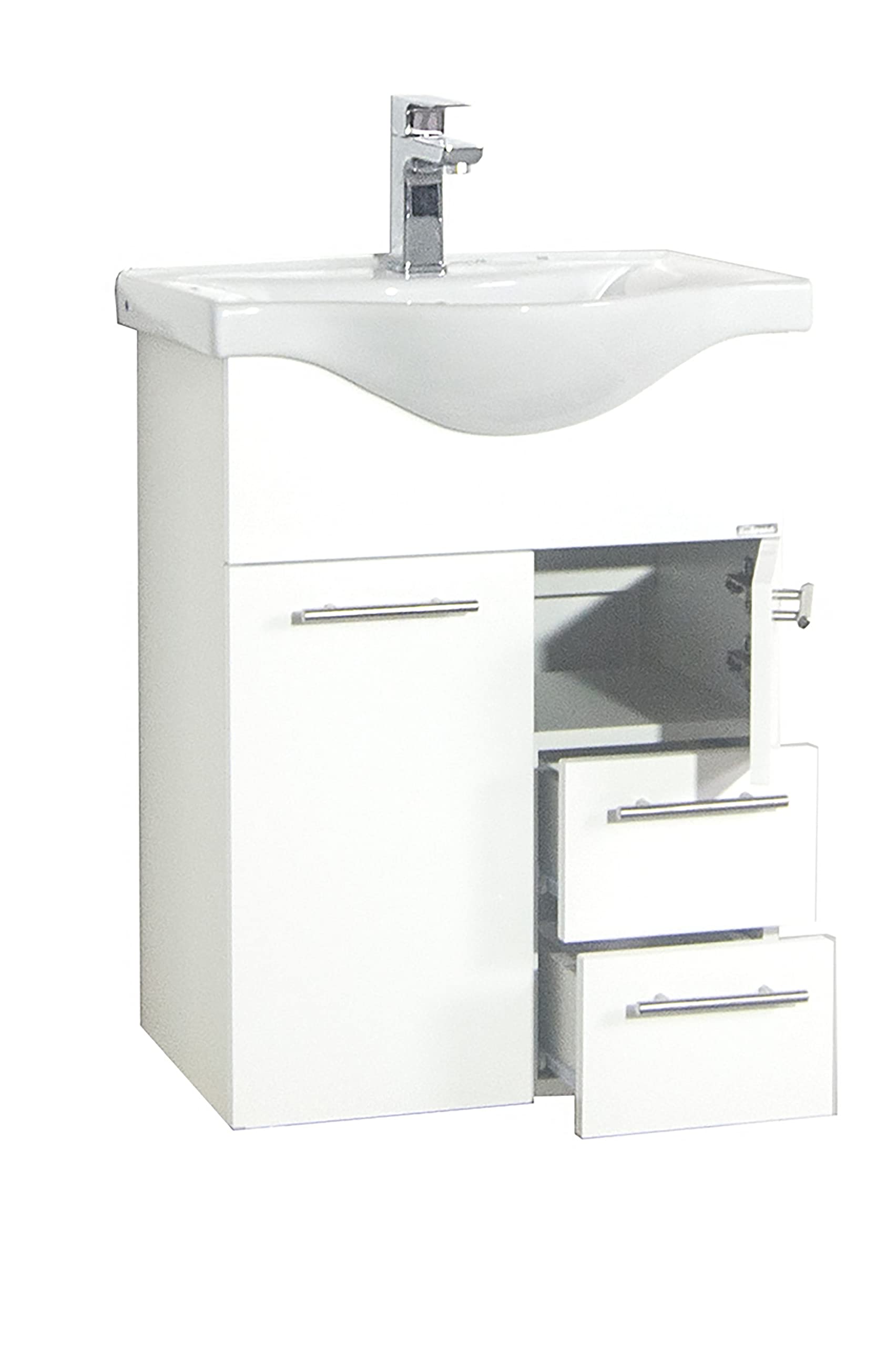 VCM Mueble Lavabo 2 Piezas Lavabo Conjunto Mueble de Baño Lavabo Cajón Espejo Armario Lisalo L