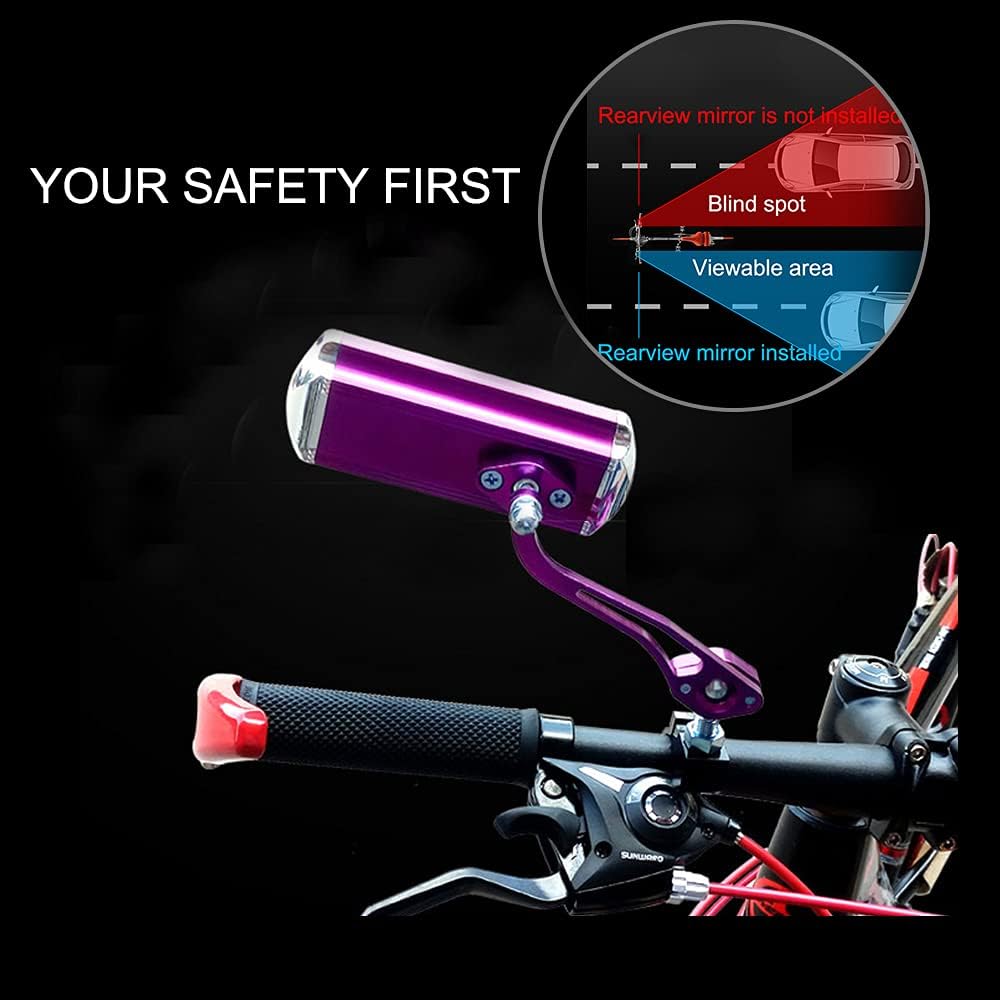 Bike Mirrors Handlebar Rearview Mirror, Bicycle Mirrors for Handlebars 2 pack, Bike Mirrors for Handlebar for Electric Bike, Mountain Bike, and Fixed Gear Bike (purple)