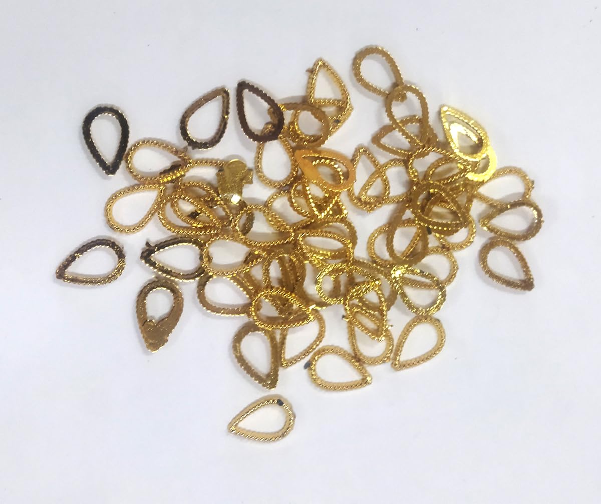 Golden Frames for Kundan Stonework/Chakri Frame (Thilak Shape)(100 Pcs) 6x10mm-image-11