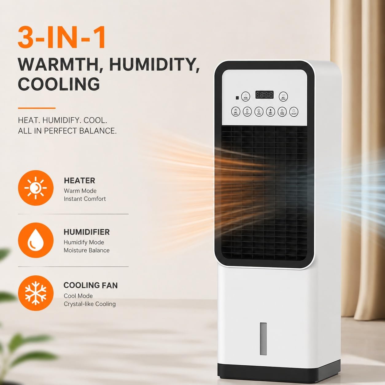 Aire Acondicionado Portátil con Mando Distancia, Ventilador Frío y Calor