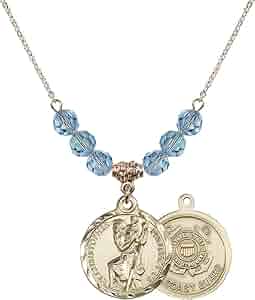 Bonyak Jewelry 18 Inch Hamilton Gold Plated Necklace w/ 6mm Light Blue Sept