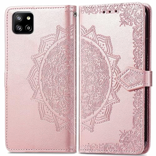 BIIULHCI Phone Case for Samsung Galaxy A42 5G,Premium Leather Wallet Full Cover with Card Slots and Kickstand,Flip Protective Case for Samsung Galaxy A42 5G Pink