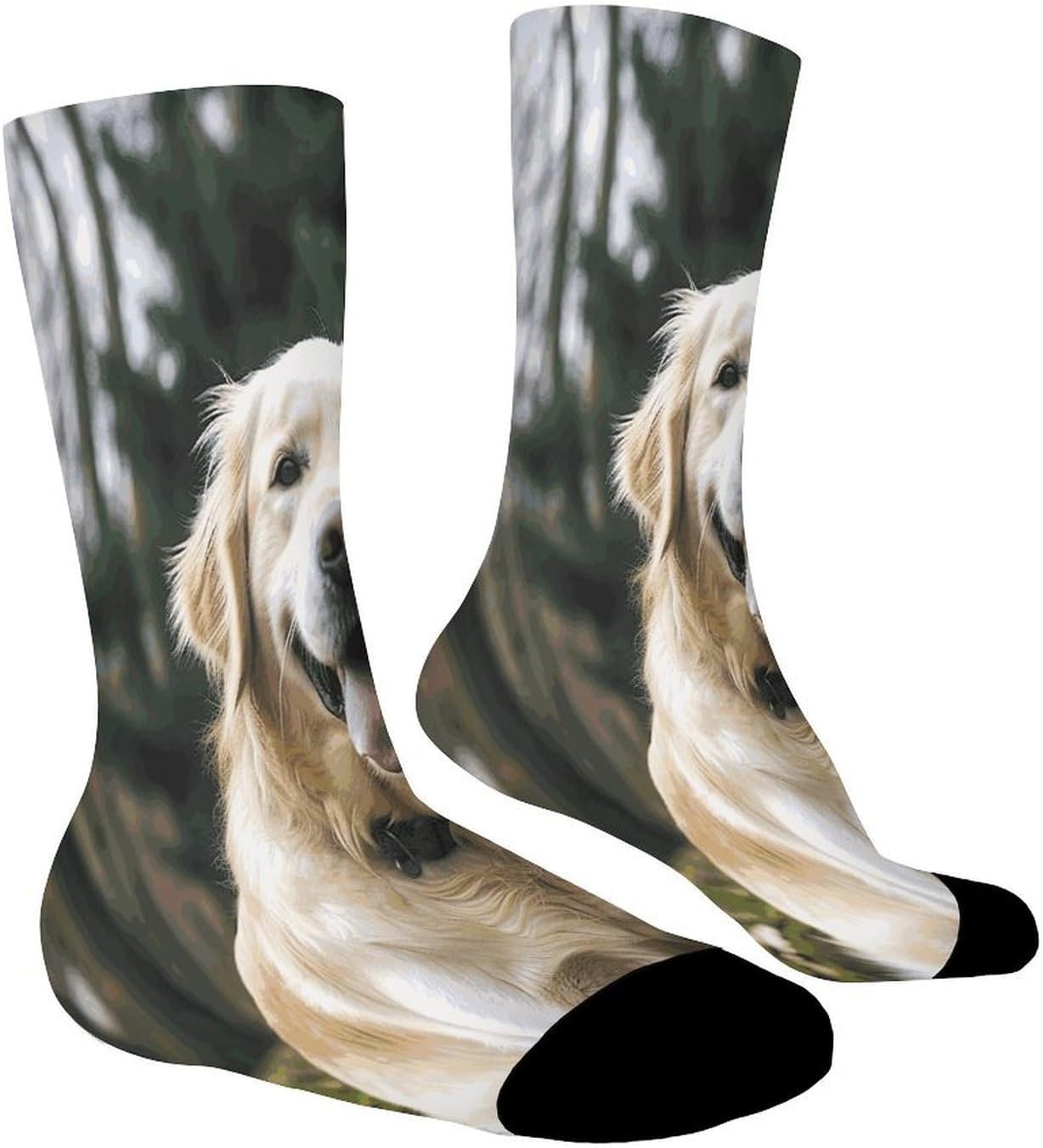 Funny Golden Retriever Crew Sock High Stocking Grippy Socks | Socks for Men & Women,Stockings-Long Thin Tube Sports, Breathable Soft Athletic for Nurses,Travel