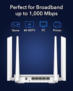 Cudy WR3000S AX3000 Dual Band WiFi 6 Mesh Router, 5 Gigabit Ethernet RJ45 Ports, 4 Antennas, MU-MIMO, OpenVPN, Wireguard, Zerotier, Ipsec VPN, Cloud APP