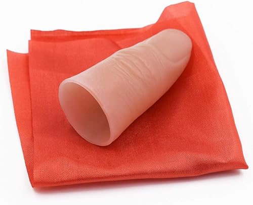 Miniatura 2 de OUERMAMA 3 juegos de punta de pulgar falsa de seda desaparecida, truco de magia Realidad Mago dedo pulgar punta con accesorios mágicos de seda roja